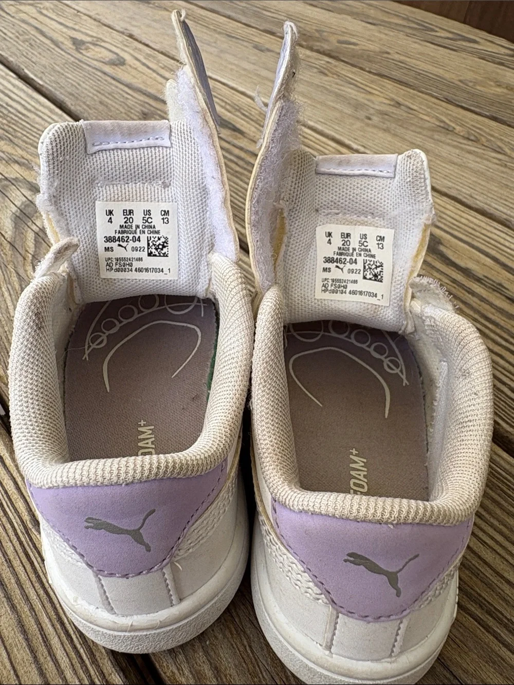 Puma Kids White & Lavender Butterfly Velcro Sneakers, 5